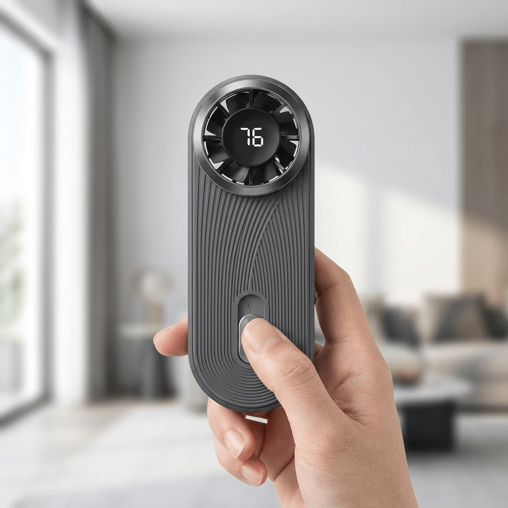 AeroPocket Smart Fan – Ultra-Thin Turbo Mini Fan with Digital Display - TrendsToLife