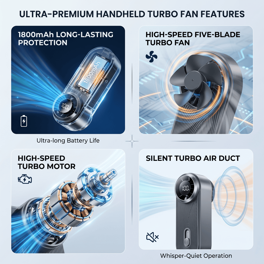 AeroPocket Smart Fan – Ultra-Thin Turbo Mini Fan with Digital Display - TrendsToLife