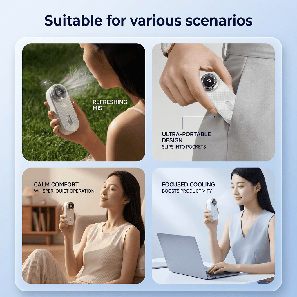AeroPocket Smart Fan – Ultra-Thin Turbo Mini Fan with Digital Display - TrendsToLife