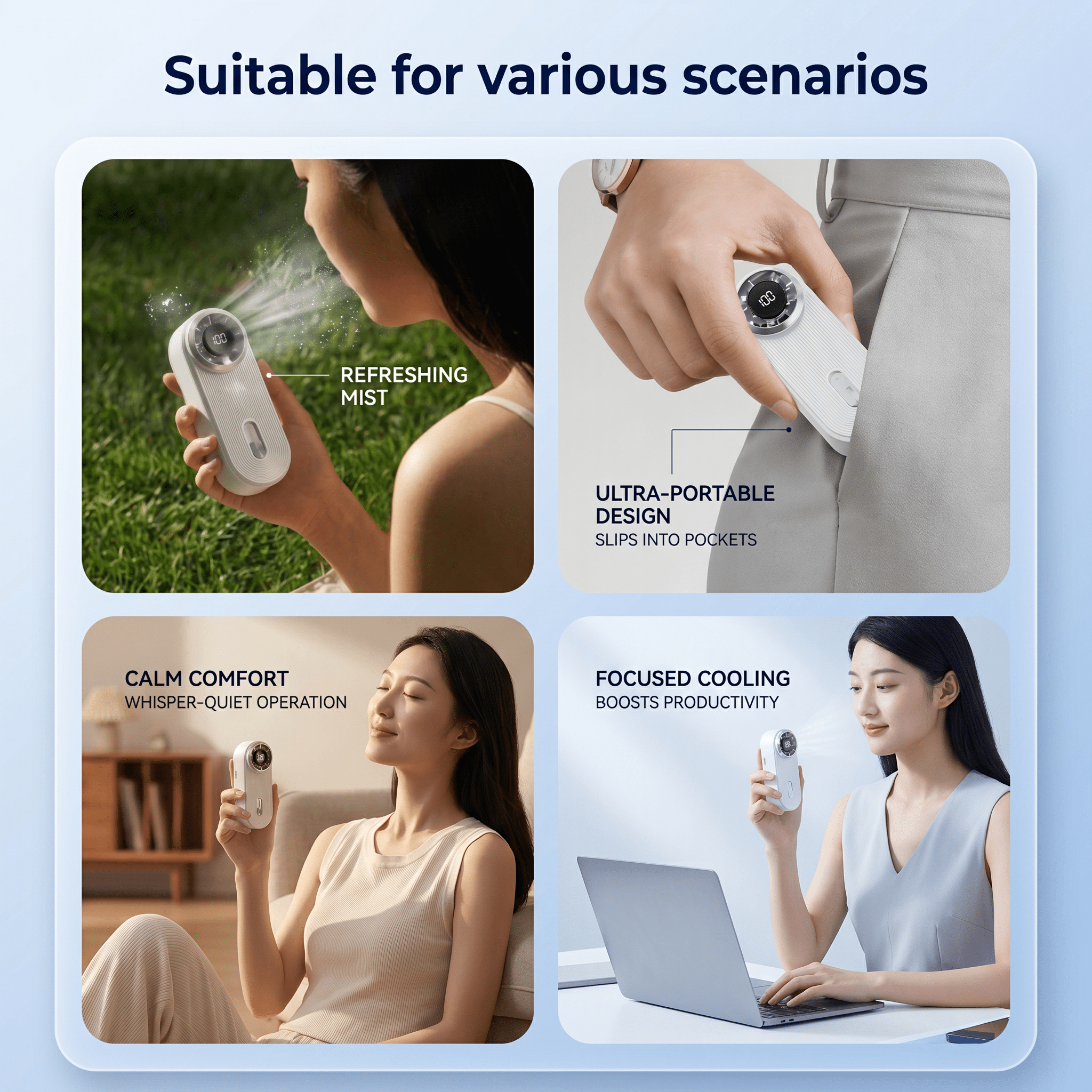 AeroPocket Smart Fan – Ultra-Thin Turbo Mini Fan with Digital Display - TrendsToLife