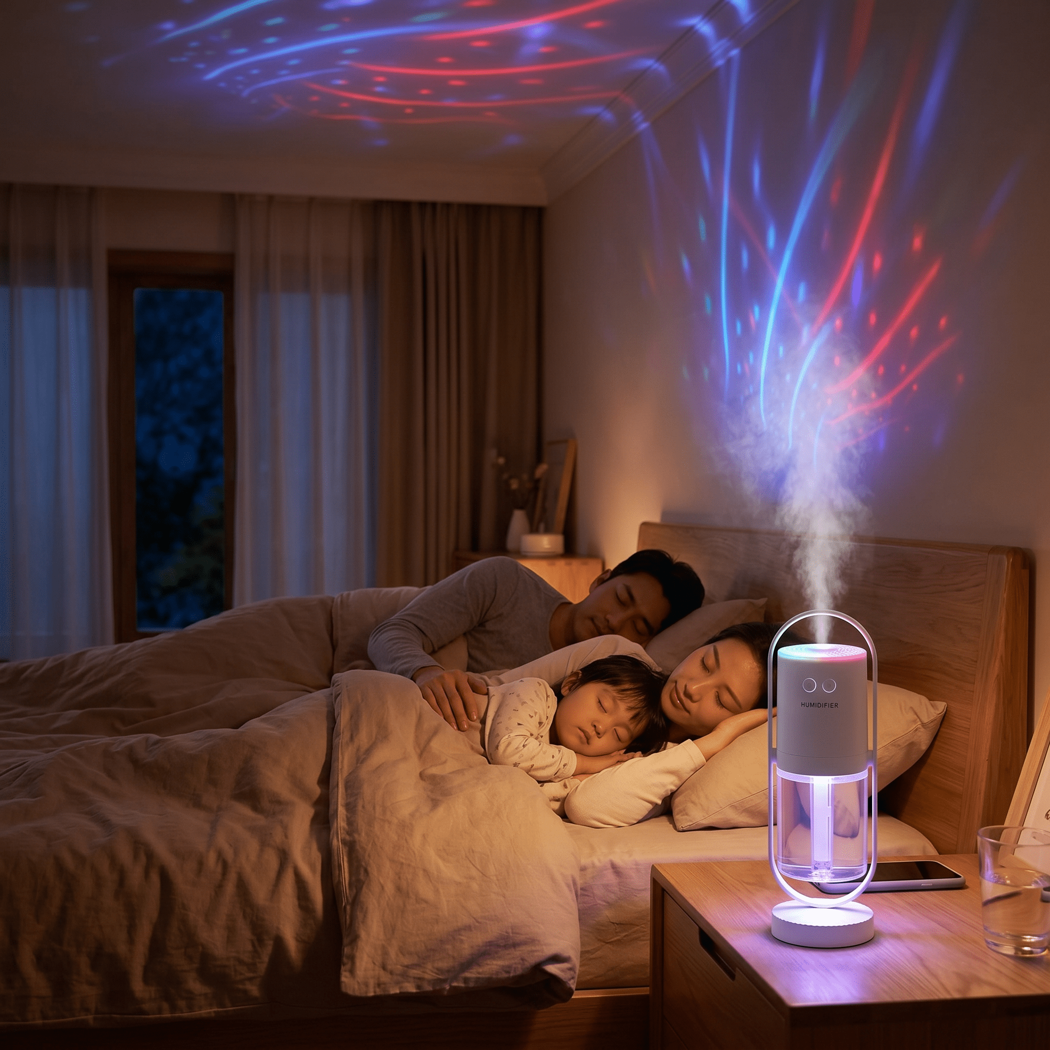 AuraMist Projection Humidifier – USB Ultrasonic Mist Diffuser with Night Light - TrendsToLife