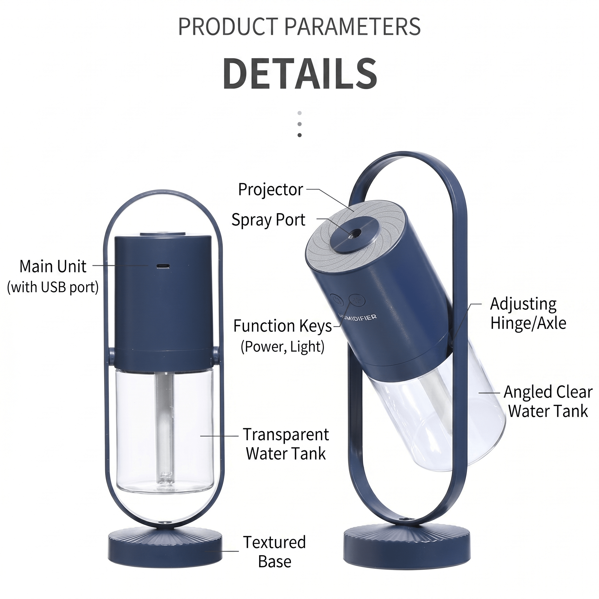 AuraMist Projection Humidifier – USB Ultrasonic Mist Diffuser with Night Light - TrendsToLife