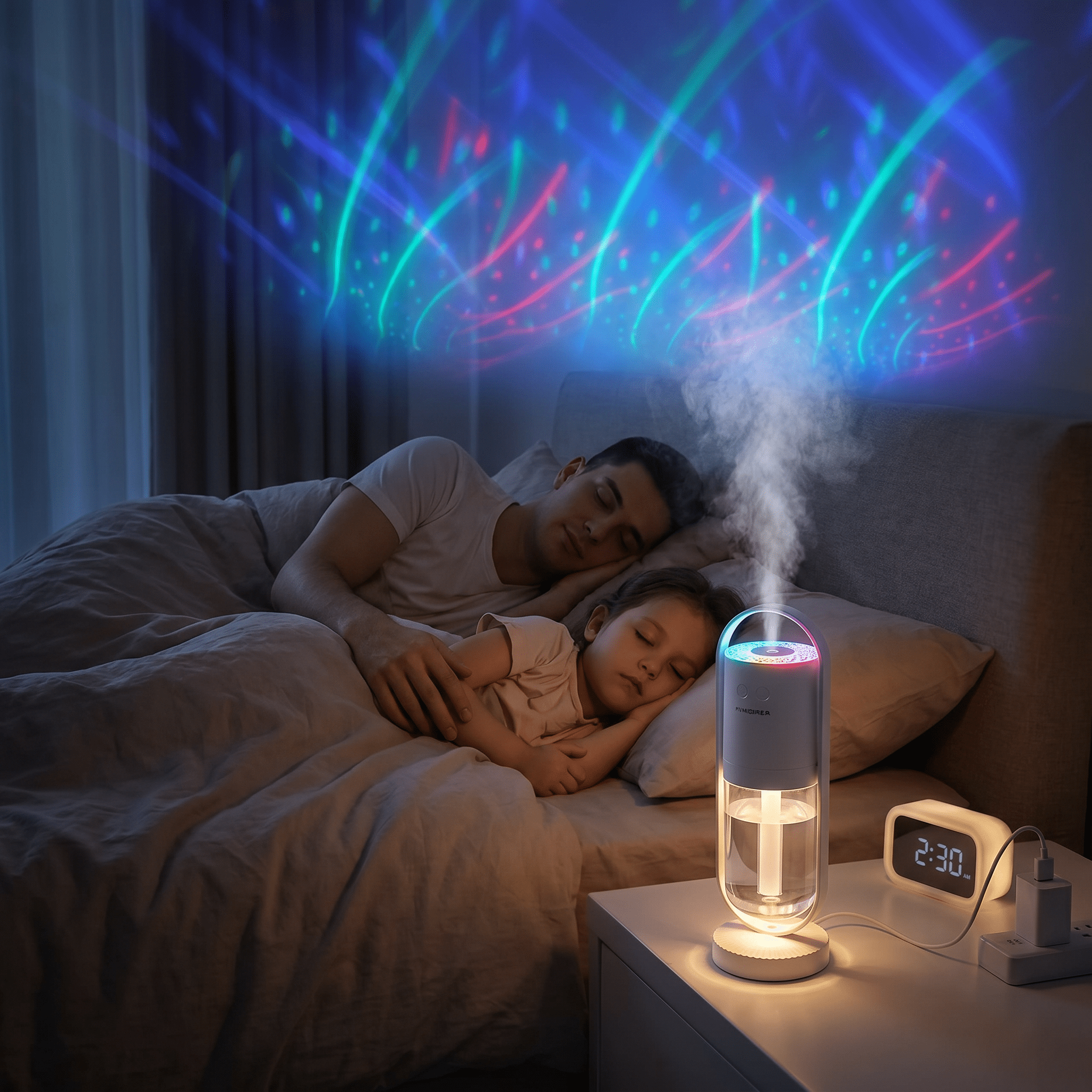 AuraMist Projection Humidifier – USB Ultrasonic Mist Diffuser with Night Light - TrendsToLife