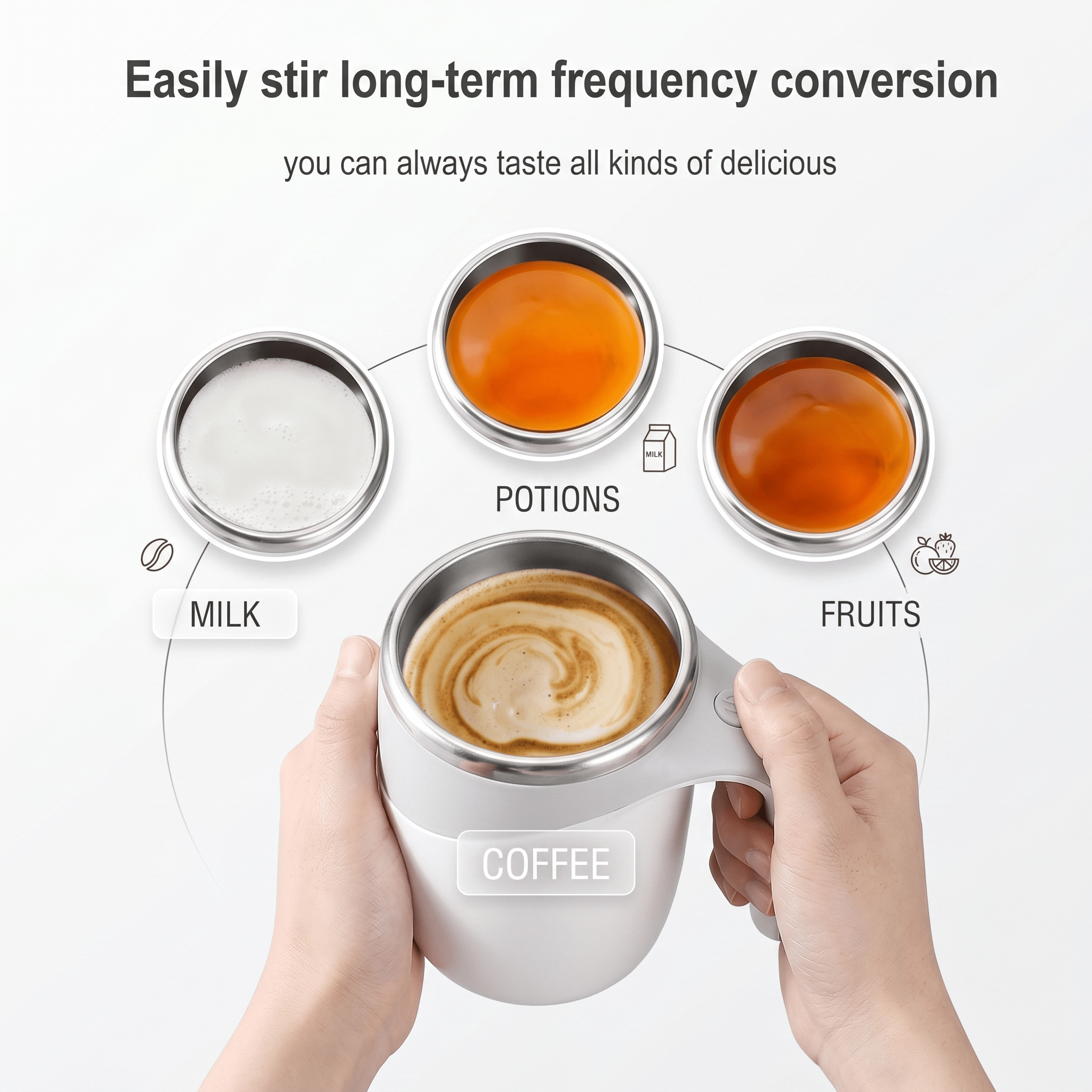 AutoBlend Self-Stirring Coffee Mug – Rechargeable 304 Stainless Steel Mixer - TrendsToLife