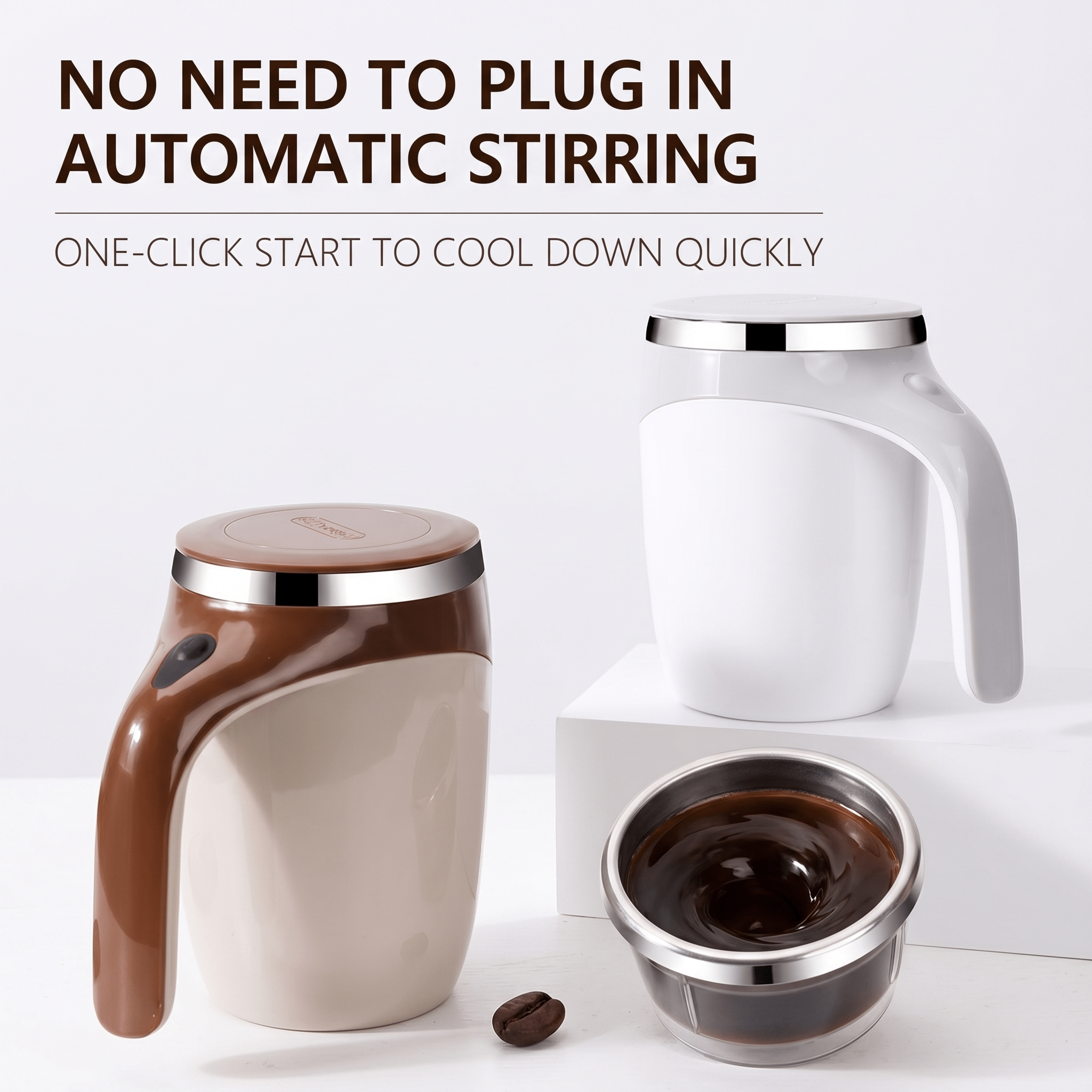 AutoBlend Self-Stirring Coffee Mug – Rechargeable 304 Stainless Steel Mixer - TrendsToLife