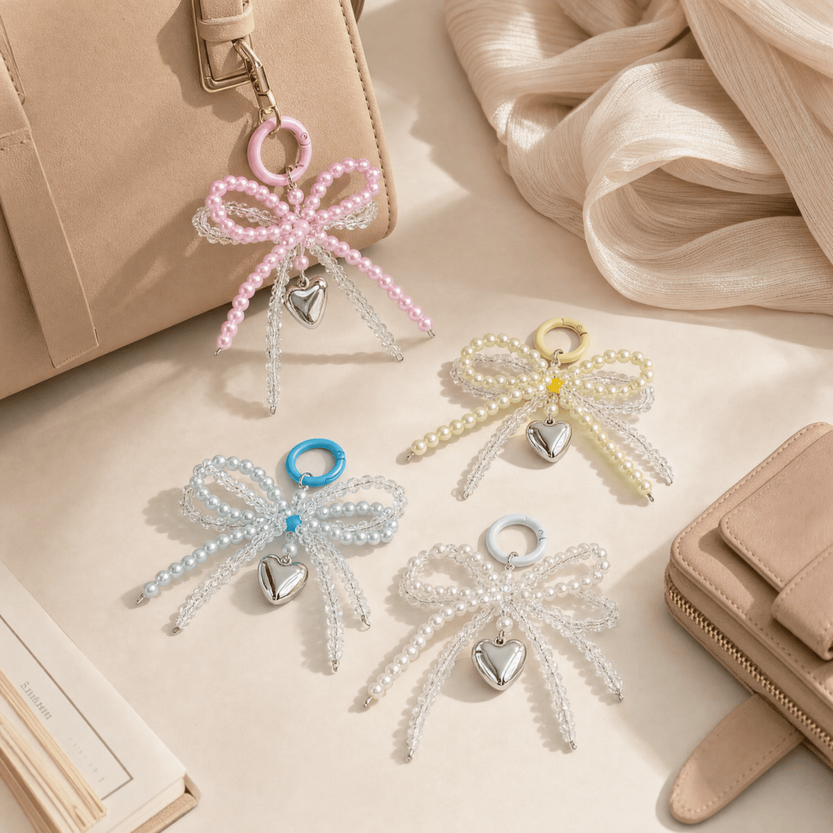 BeadMira — Beaded Heart Bag Charm Keychain - TrendsToLife