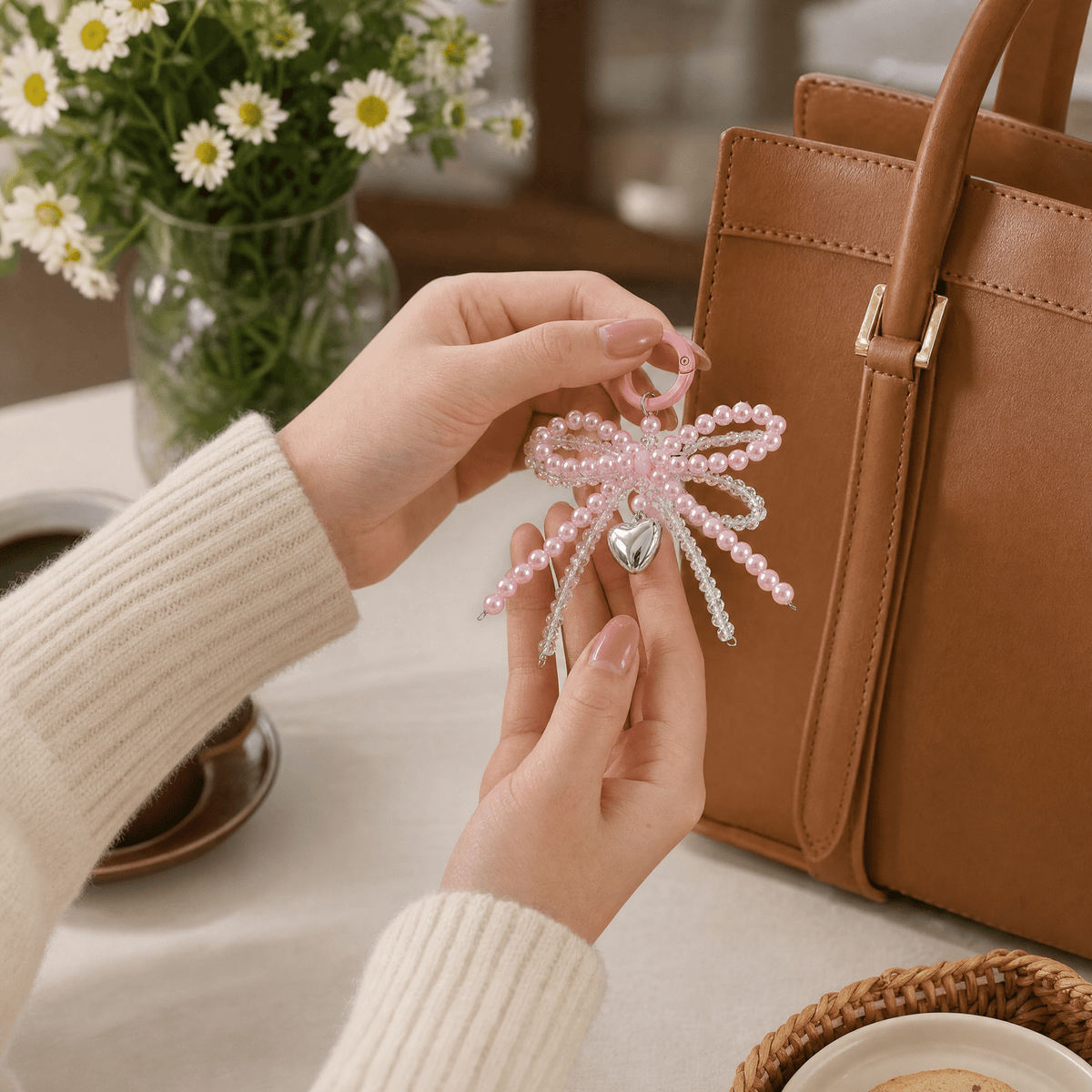 BeadMira — Beaded Heart Bag Charm Keychain - TrendsToLife