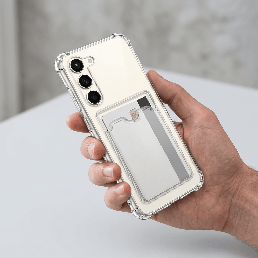 ClearCard Slim Case – Transparent Card Holder Cover – Samsung Galaxy S23 FE - TrendsToLife