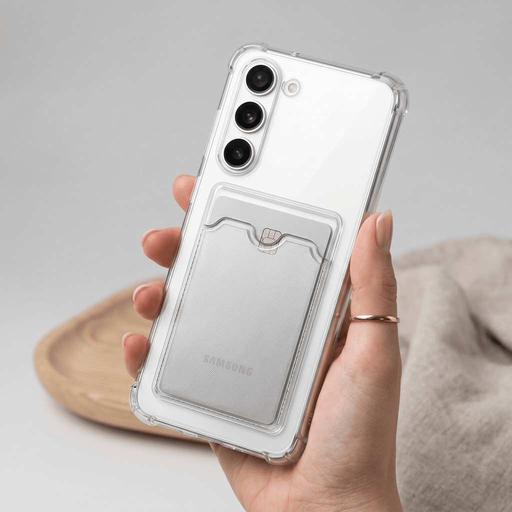 ClearCard Slim Case – Transparent Card Holder Cover – Samsung Galaxy S23 FE - TrendsToLife