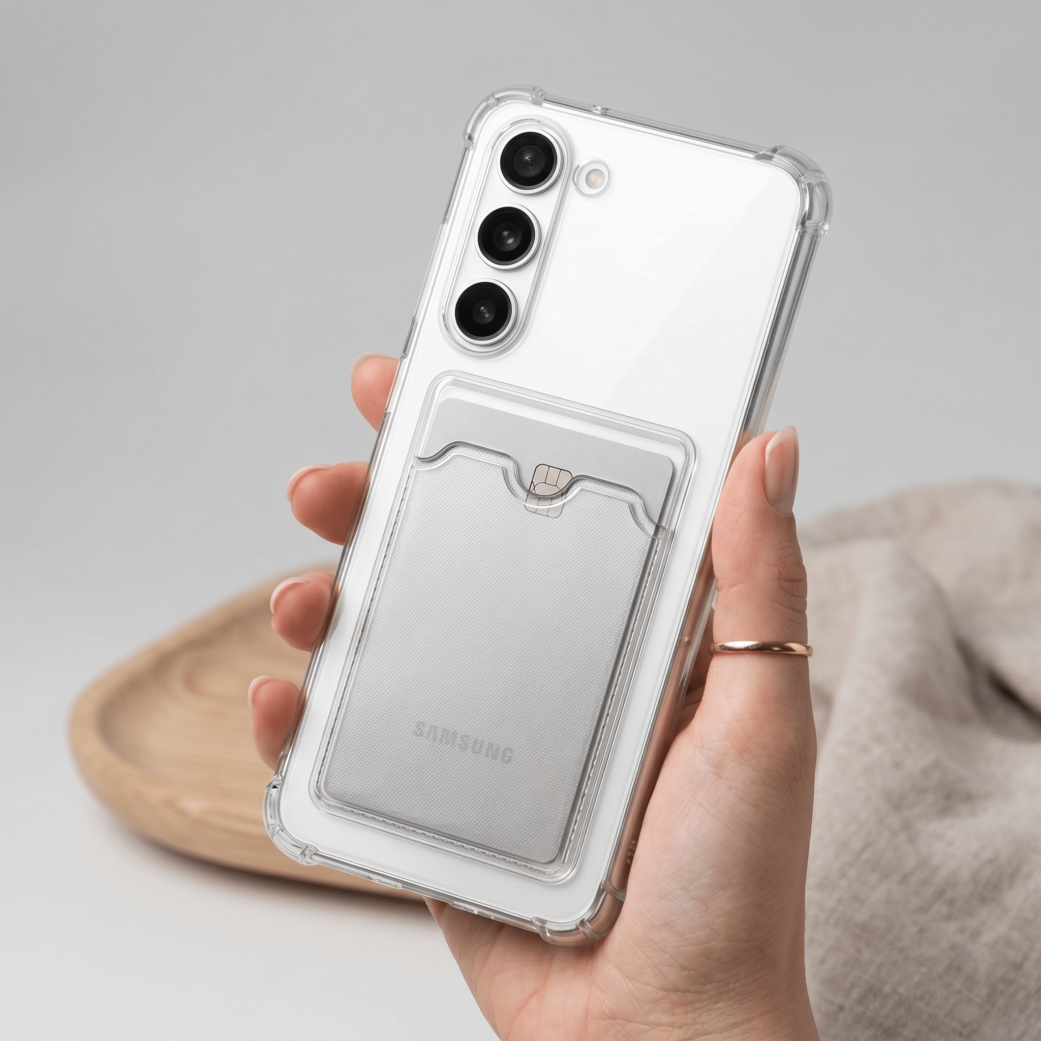 ClearCard Slim Case – Transparent Card Holder Cover – Samsung Galaxy S23 FE - TrendsToLife