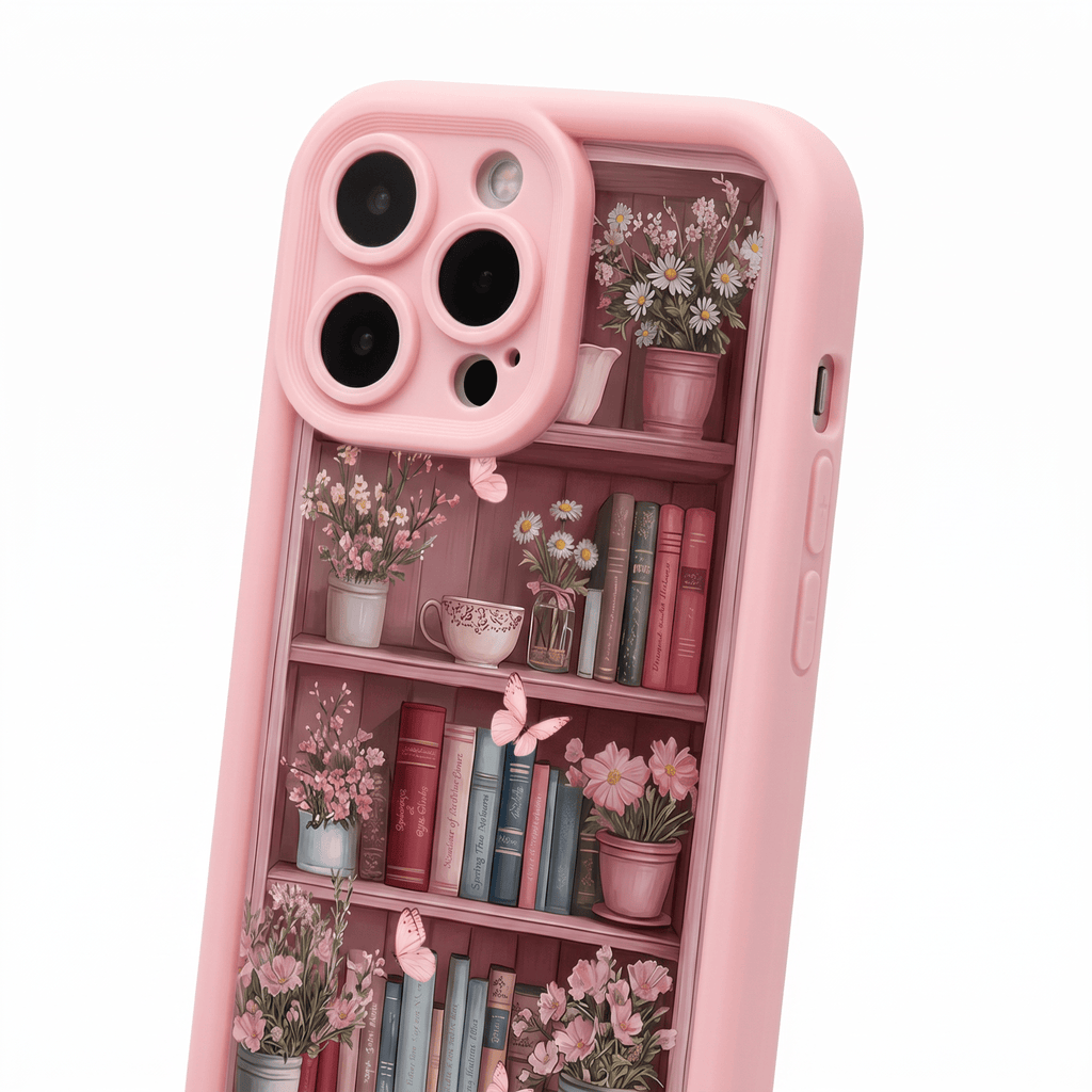 CozyLibrary Bookshelf Case – Retro Shockproof iPhone Case – iPhone 11–17 Series - TrendsToLife