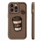 CozyPlaid Embossed Silicone Lanyard Case for iPhone 13–16 Series – Coffee Plaid - TrendsToLife