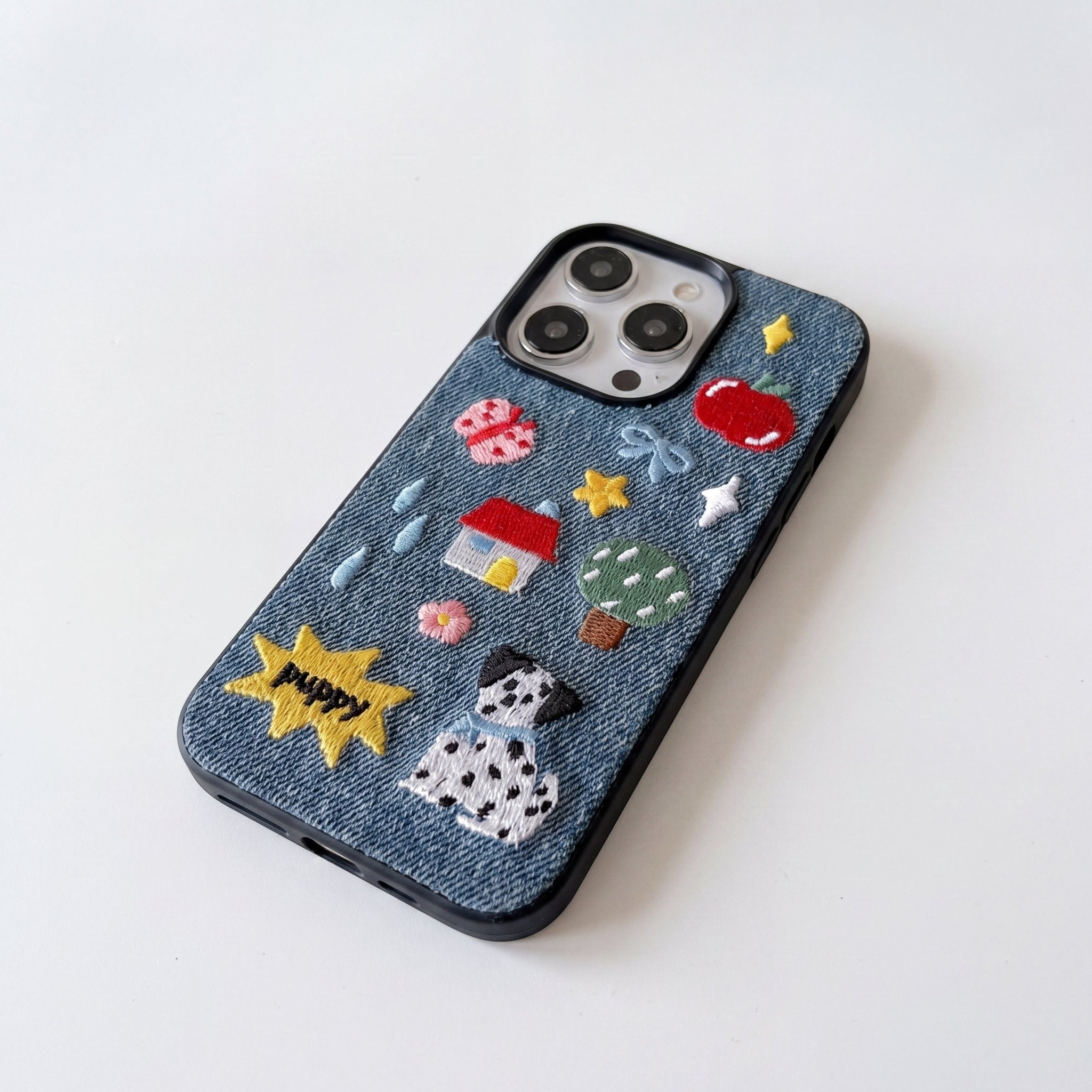 DenimPaw Embroidered Dog Design Case for iPhone 13–17 Series - TrendsToLife