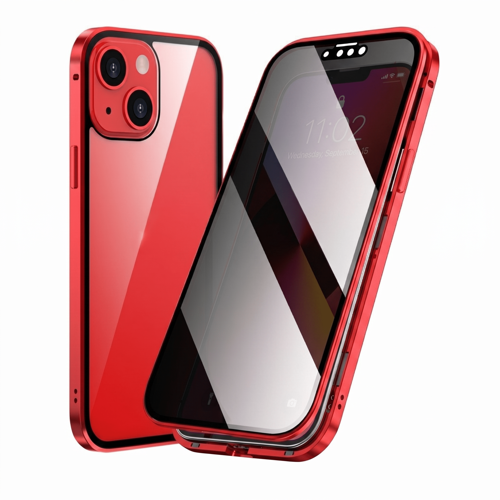 DoubleGlass Magnetic Privacy Case for iPhone 14 & 15 Series – Dual-Sided Glass Protection - TrendsToLife