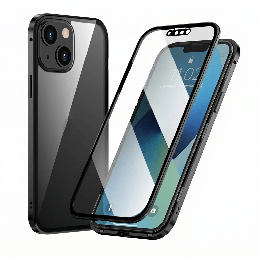 DoubleGlass Magnetic Privacy Case for iPhone 14 & 15 Series – Dual-Sided Glass Protection - TrendsToLife