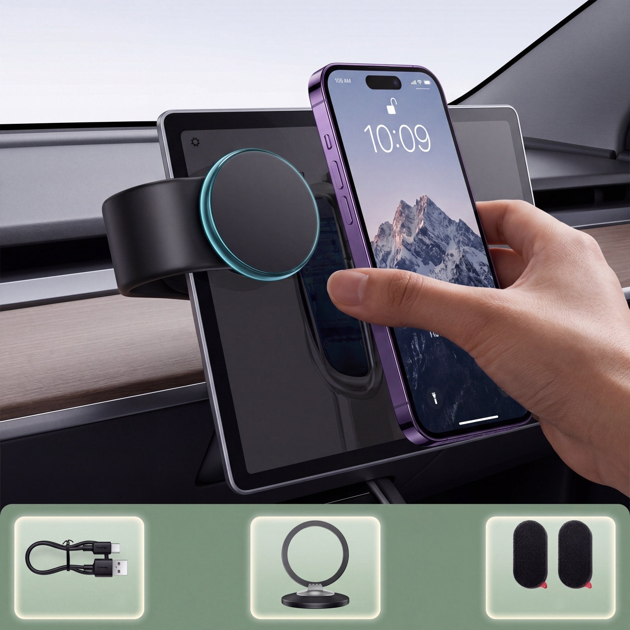 FlexCharge 15W Magnetic Wireless Charging Car Mount with Flexible Dashboard Arm - TrendsToLife