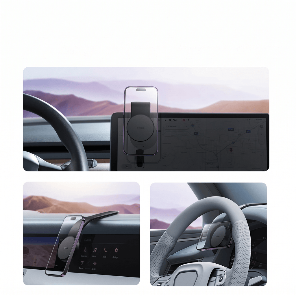 FlexCharge 15W Magnetic Wireless Charging Car Mount with Flexible Dashboard Arm - TrendsToLife