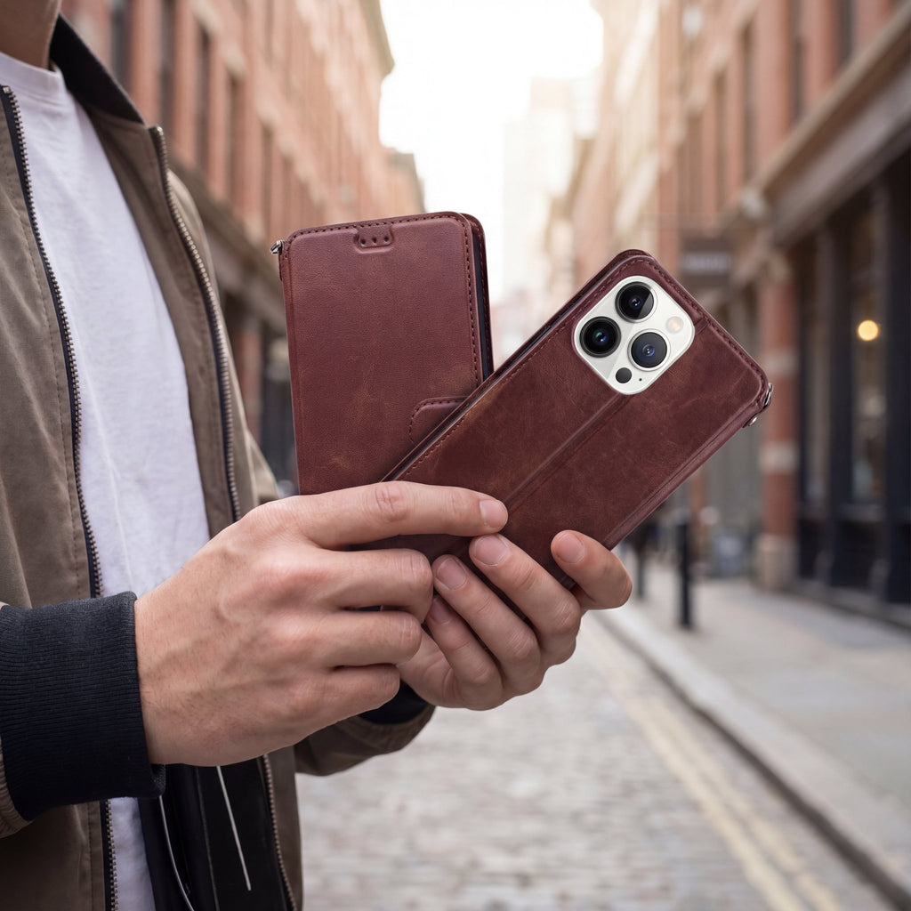 FlexCover Shockproof Leather Wallet Flip Case for iPhone 14–17 Series - TrendsToLife