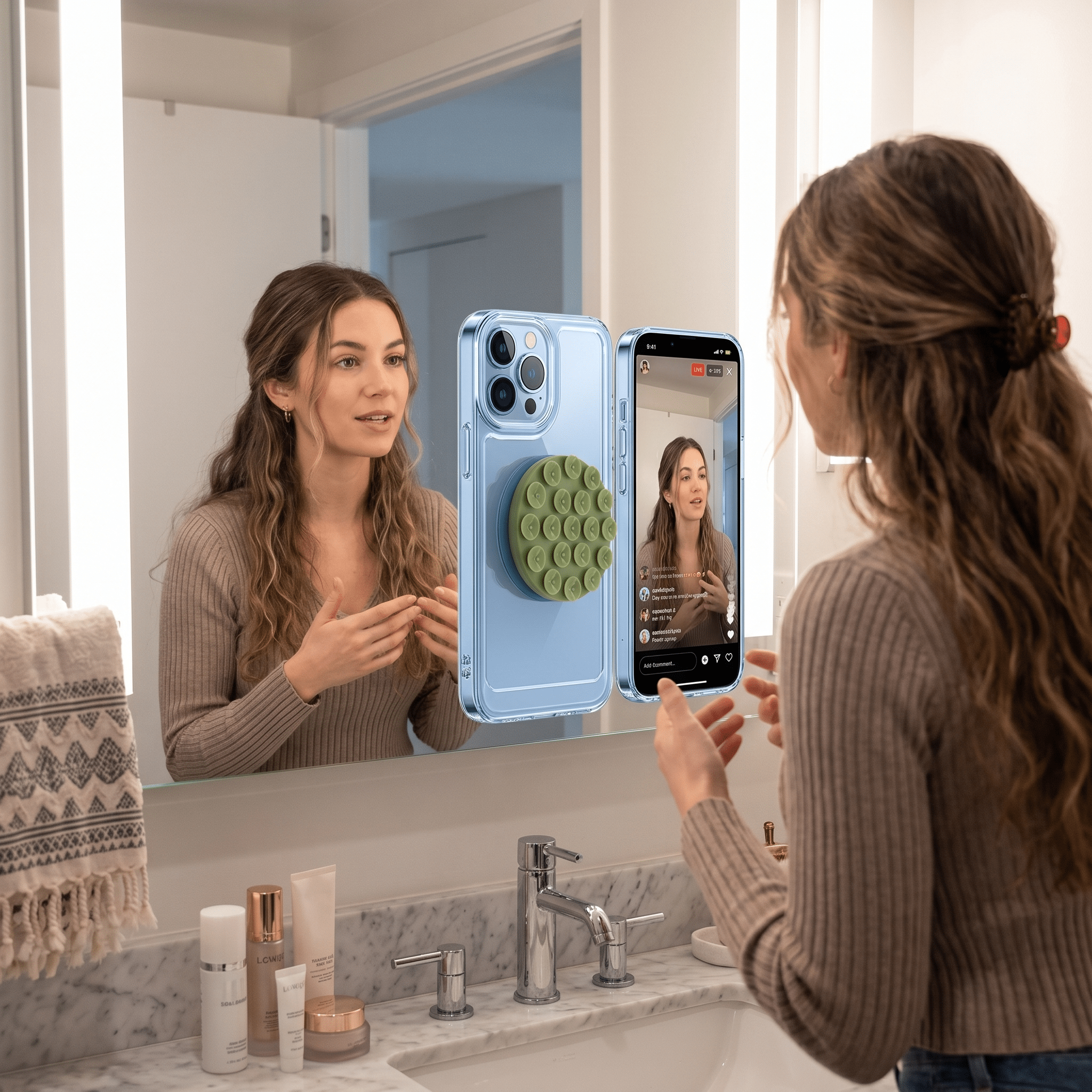 FlexStick Reusable Silicone Phone Grip with Strong Suction Pad - TrendsToLife