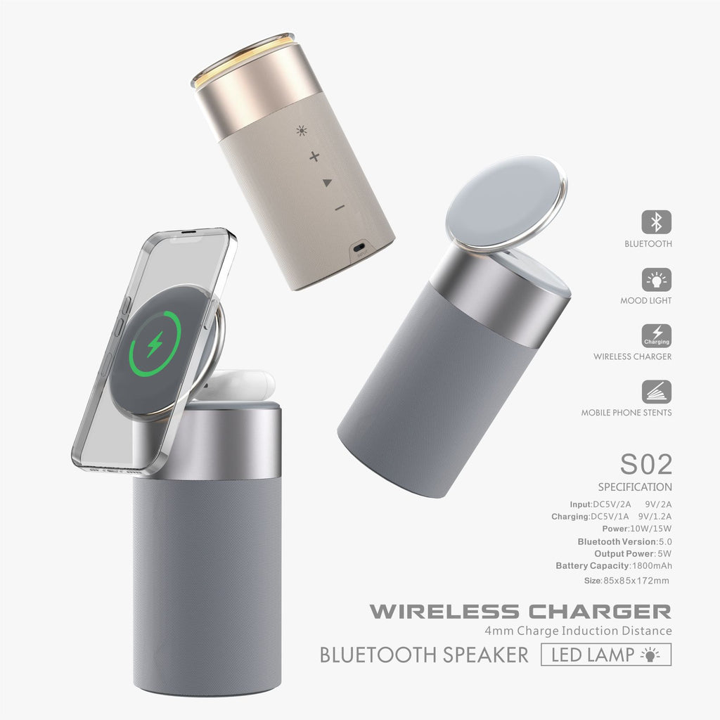 GlowSound Wireless Charger – Bluetooth Speaker & Touch Lamp 3-in-1 - TrendsToLife