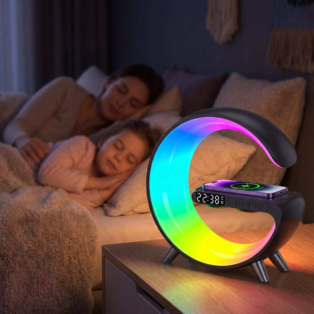 GlowSync Smart LED Lamp with Bluetooth Speaker and Wireless Charger - TrendsToLife