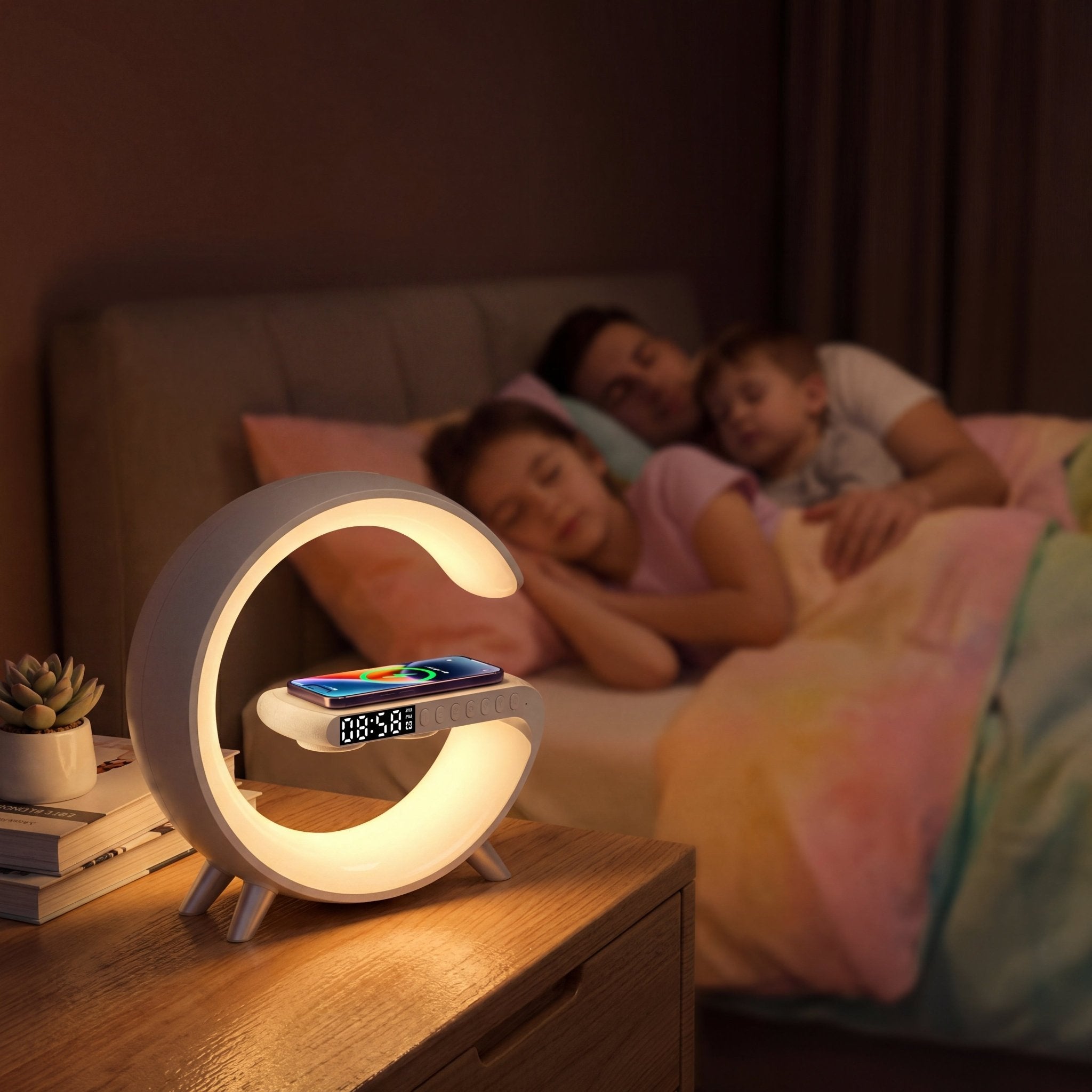 GlowWave Smart LED Lamp with Bluetooth Speaker and Wireless Charger - TrendsToLife