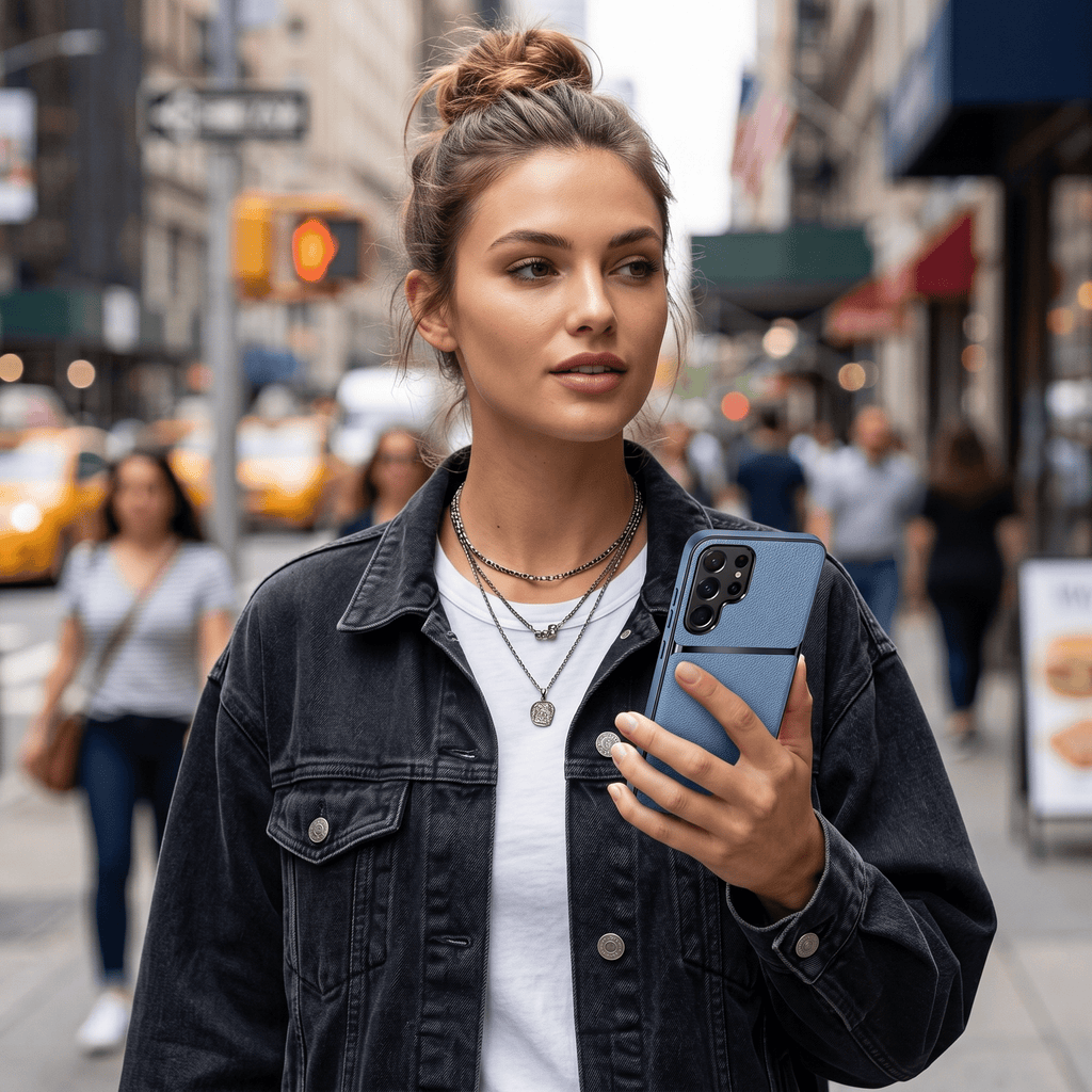 GripShield Magnetic Leather Case for Samsung Galaxy A & S Series – Litchi Pattern - TrendsToLife