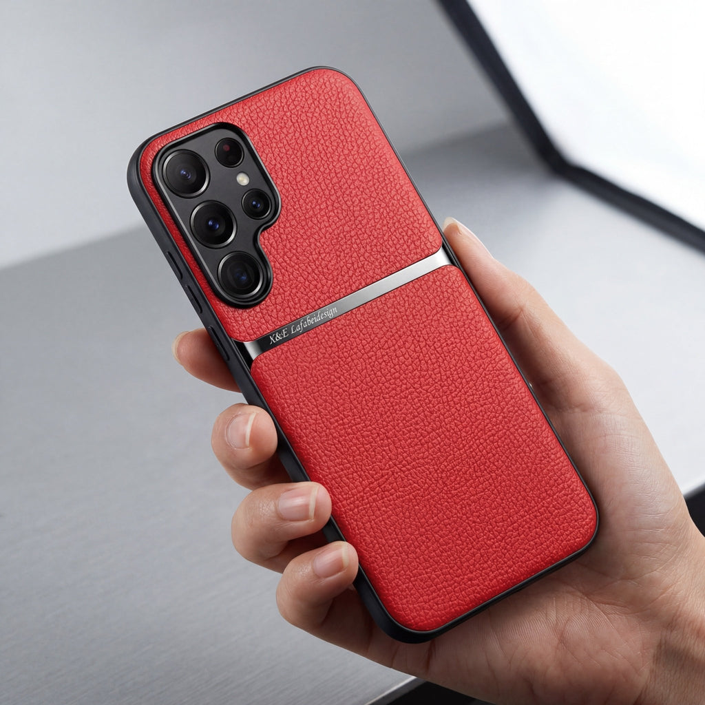 GripShield Magnetic Leather Case for Samsung Galaxy A & S Series – Litchi Pattern - TrendsToLife