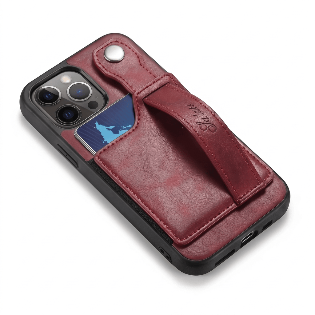 GripWallet Leather Wallet Case for iPhone 12–15 Series – Card Holder & Ring Stand - TrendsToLife