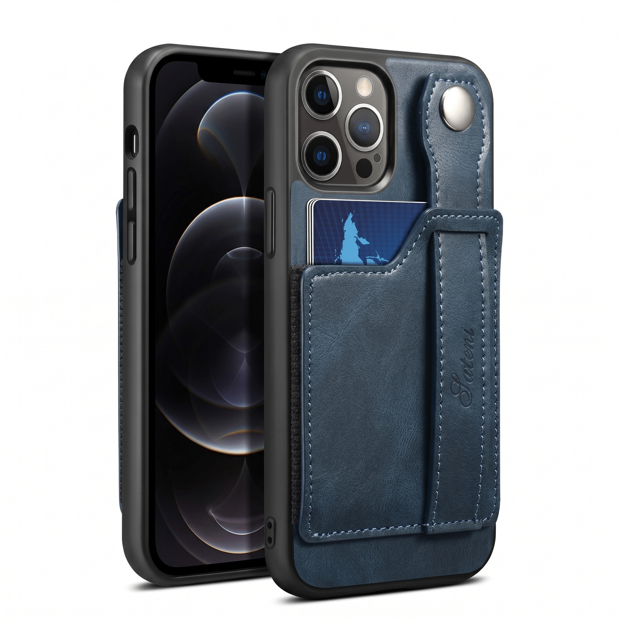 GripWallet Leather Wallet Case for iPhone 12–15 Series – Card Holder & Ring Stand - TrendsToLife