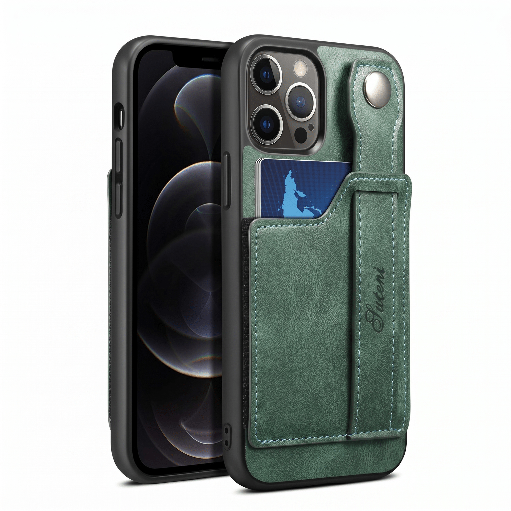 GripWallet Leather Wallet Case for iPhone 12–15 Series – Card Holder & Ring Stand - TrendsToLife