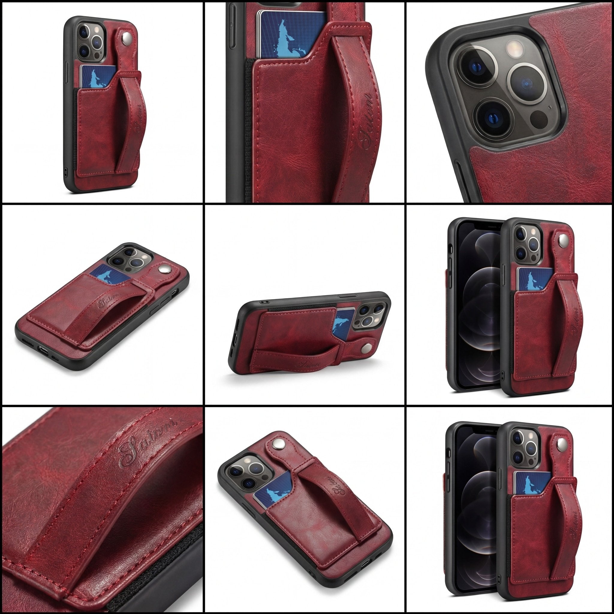 GripWallet Leather Wallet Case for iPhone 12–15 Series – Card Holder & Ring Stand - TrendsToLife
