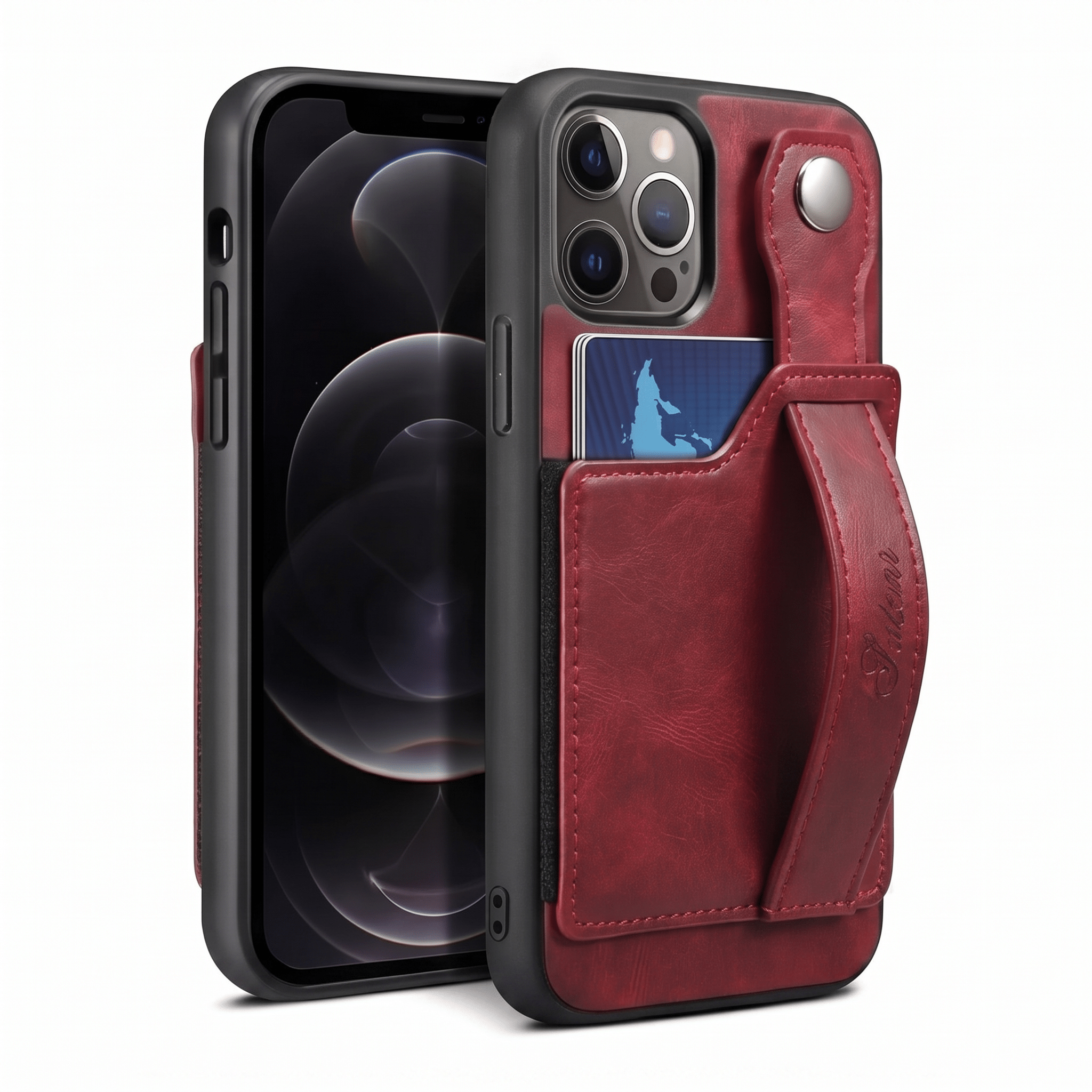 GripWallet Leather Wallet Case for iPhone 12–15 Series – Card Holder & Ring Stand - TrendsToLife