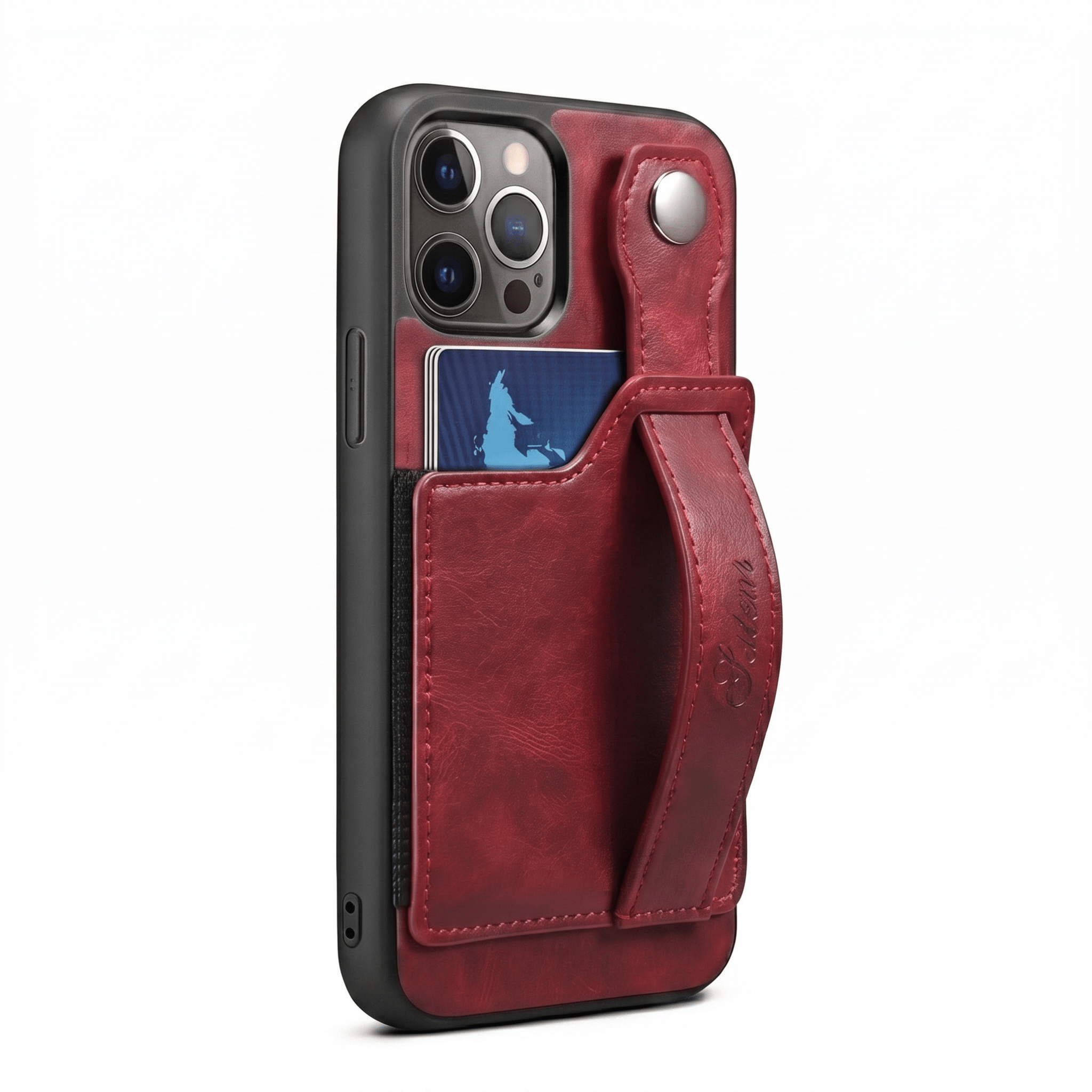 GripWallet Leather Wallet Case for iPhone 12–15 Series – Card Holder & Ring Stand - TrendsToLife