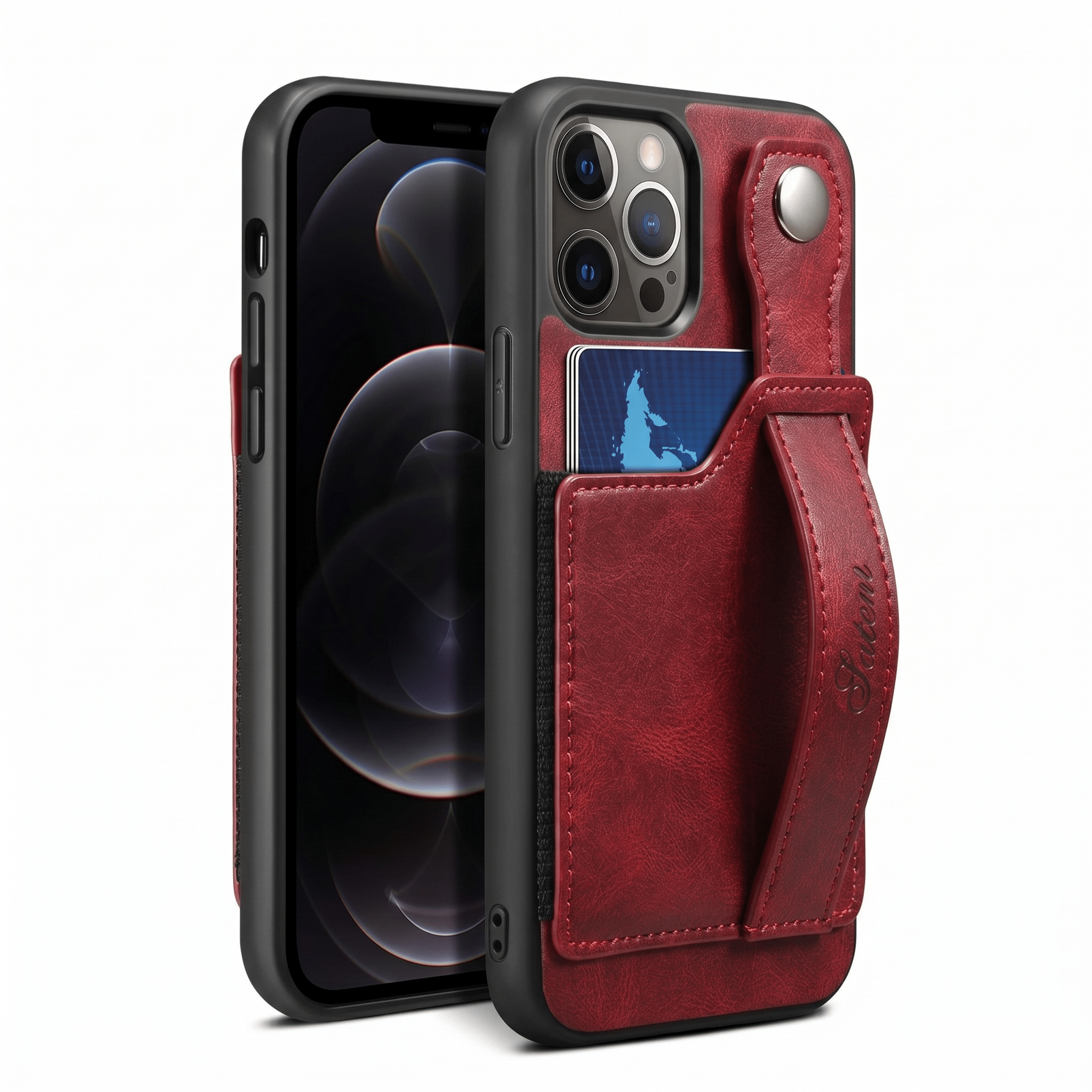 GripWallet Leather Wallet Case for iPhone 12–15 Series – Card Holder & Ring Stand - TrendsToLife