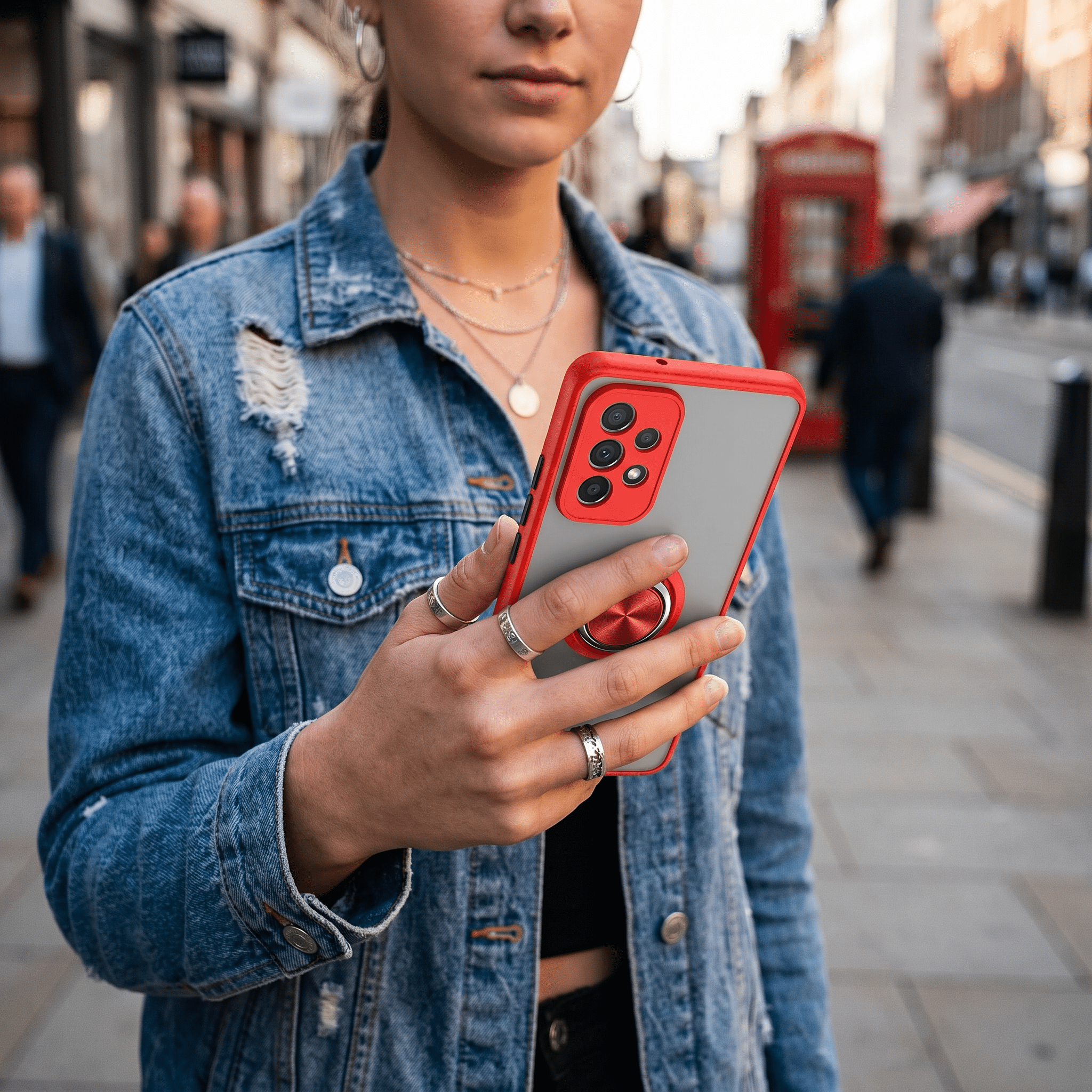 HoldSecure Ring Case – Matte Shockproof Ring Stand Case – Samsung Galaxy A32 - TrendsToLife