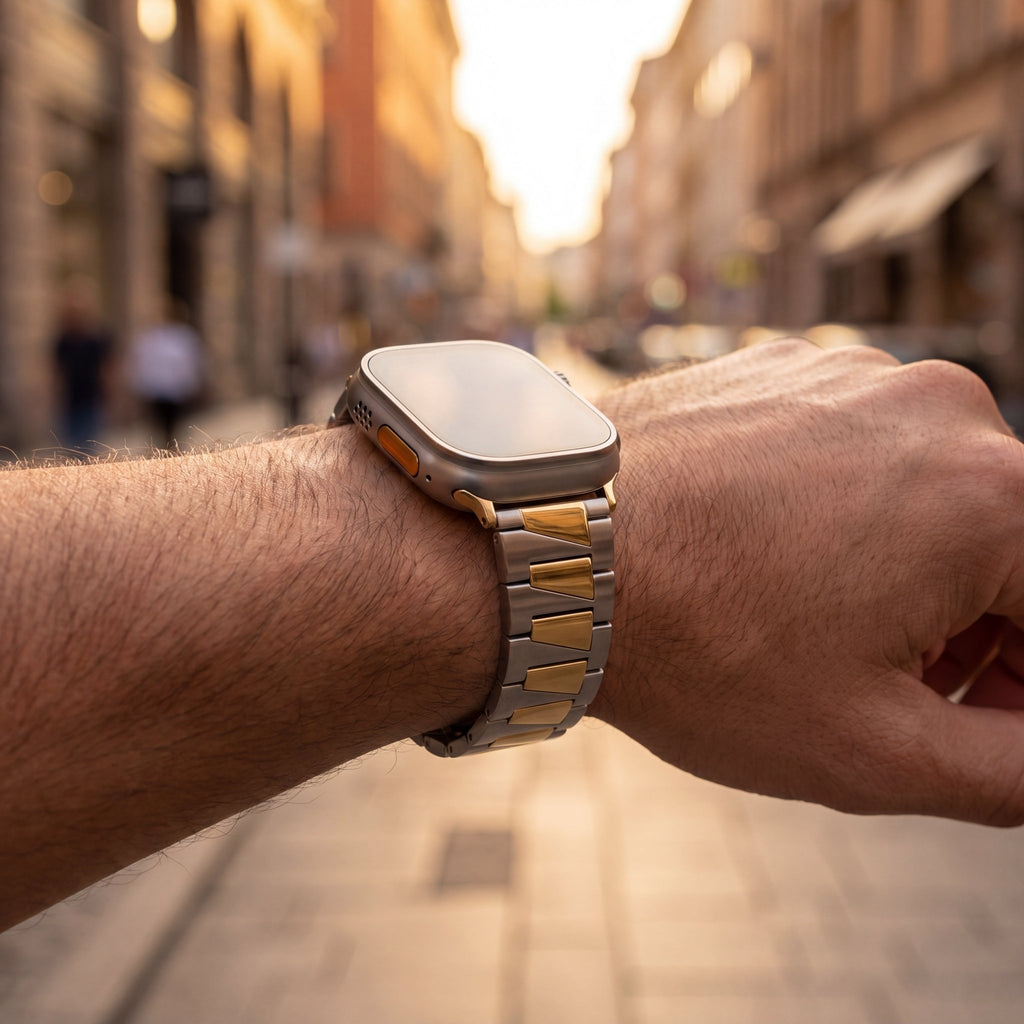 Lustra Facet Watch Band – Stainless Steel Strap for Apple Watch 8 45mm - TrendsToLife