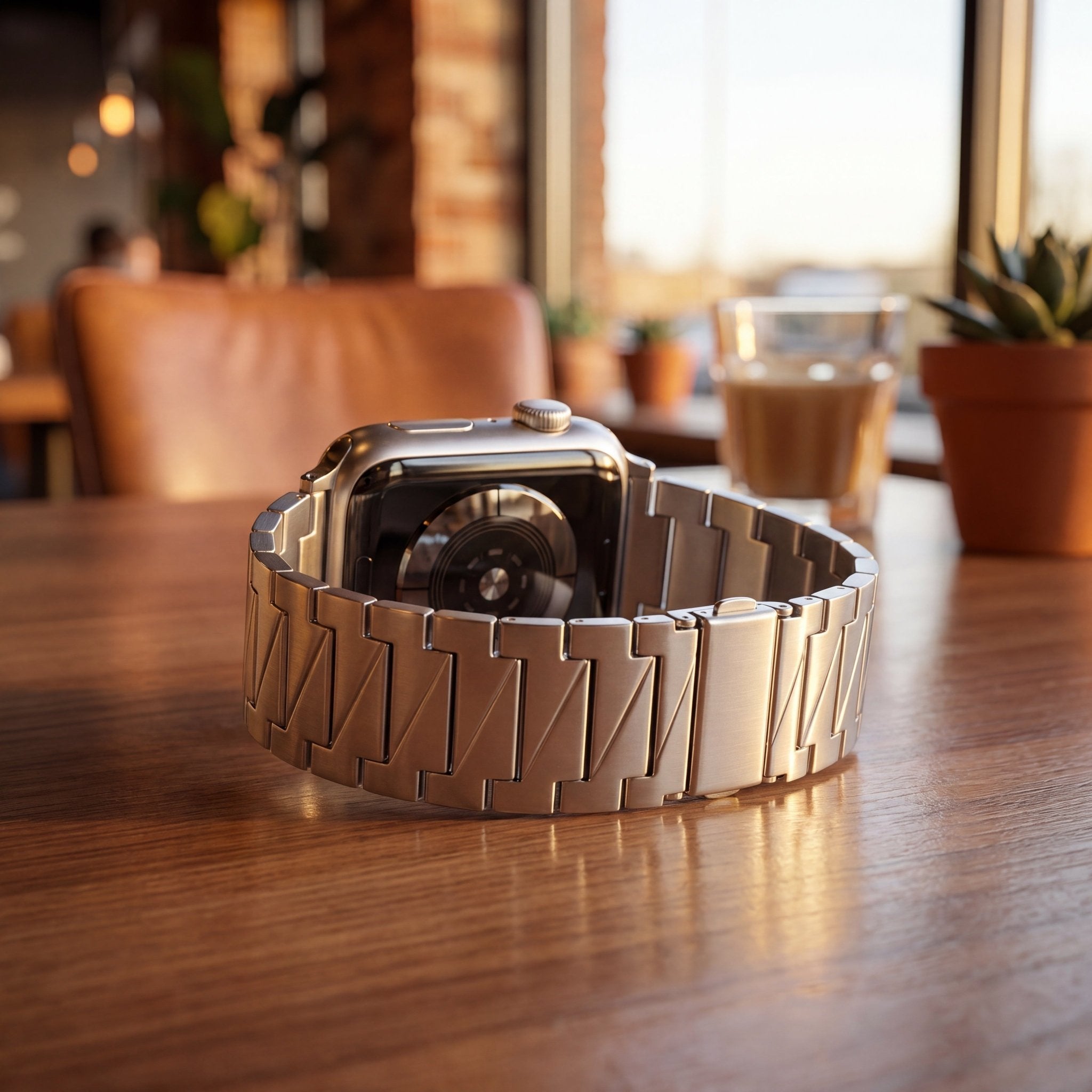 Lustra Facet Watch Band – Stainless Steel Strap for Apple Watch 8 45mm - TrendsToLife