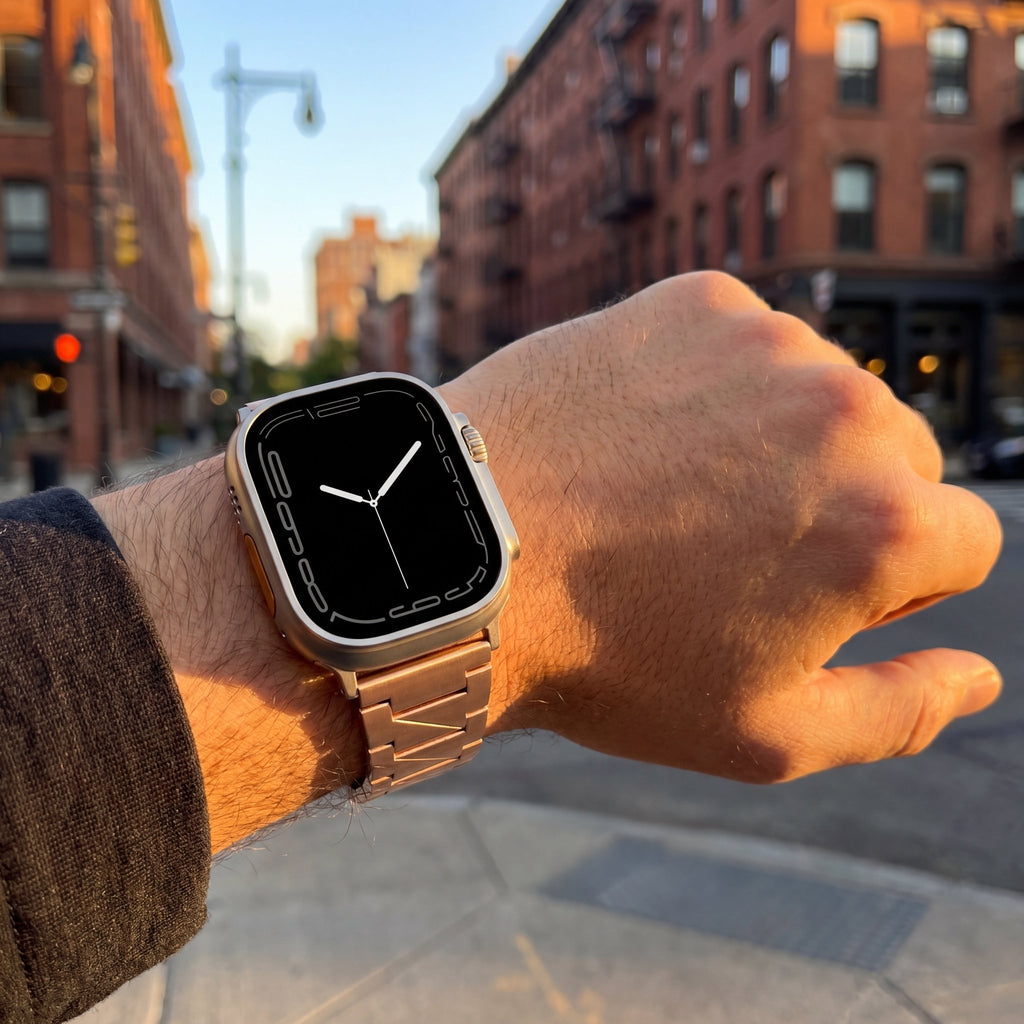 Lustra Facet Watch Band – Stainless Steel Strap for Apple Watch 8 45mm - TrendsToLife