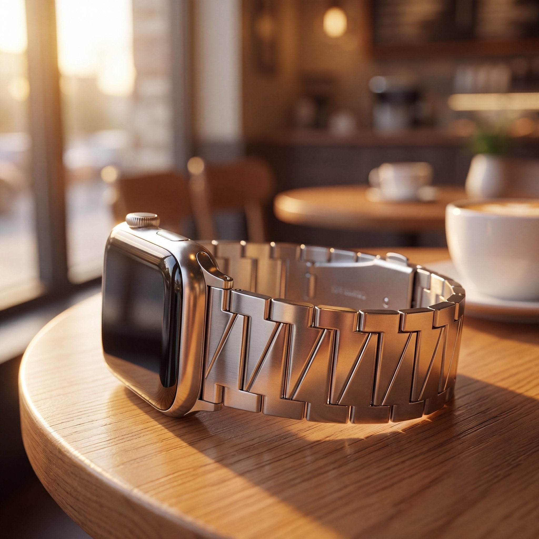 Lustra Facet Watch Band – Stainless Steel Strap for Apple Watch 8 45mm - TrendsToLife