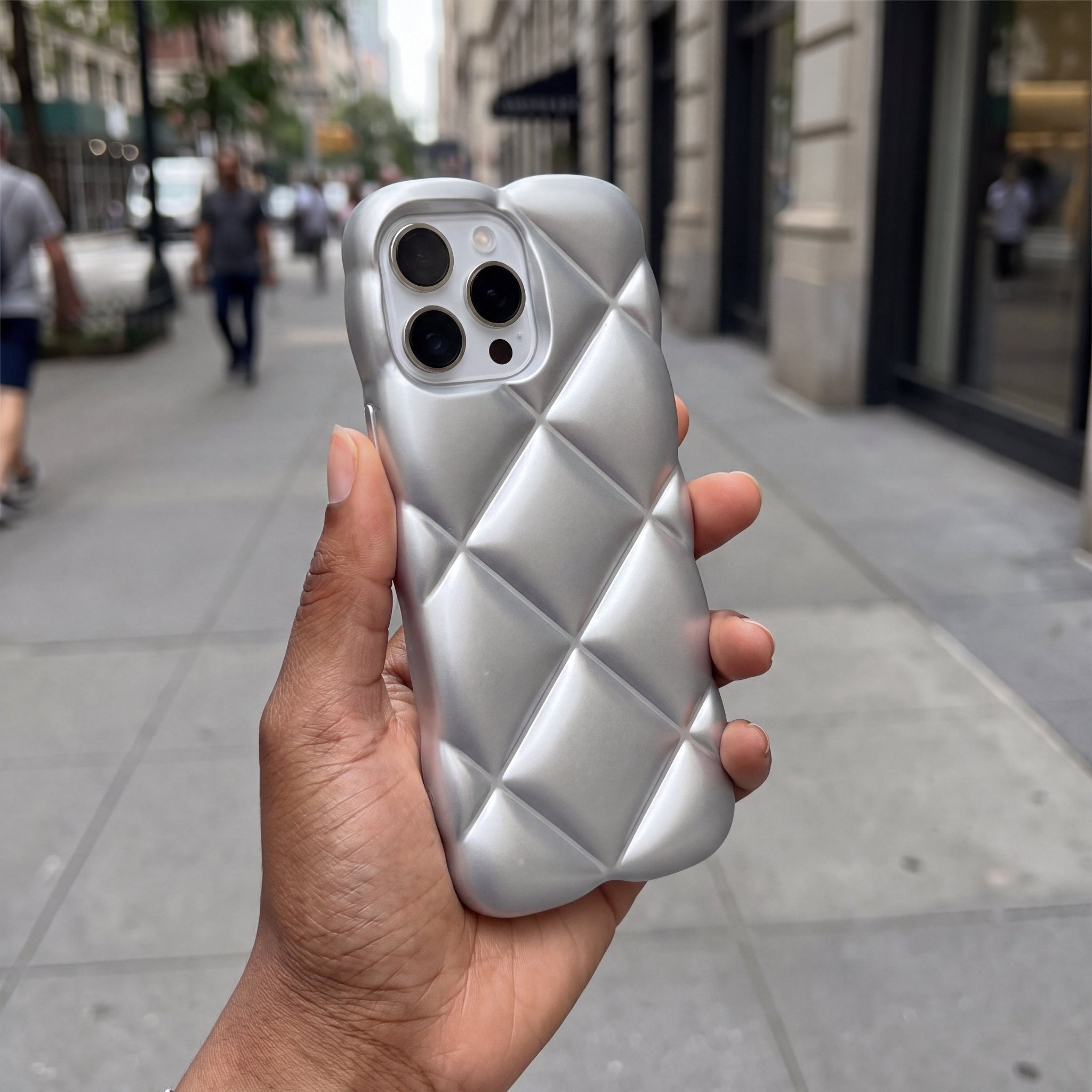 LuxeQuilt Diamond Pattern Shockproof Case for iPhone 11–17 Series - TrendsToLife