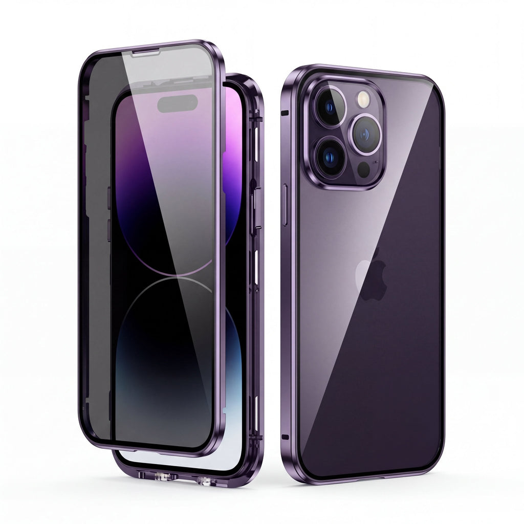 MirrorGuard Magnetic Double-Sided Privacy Glass Case for iPhone 15 - TrendsToLife
