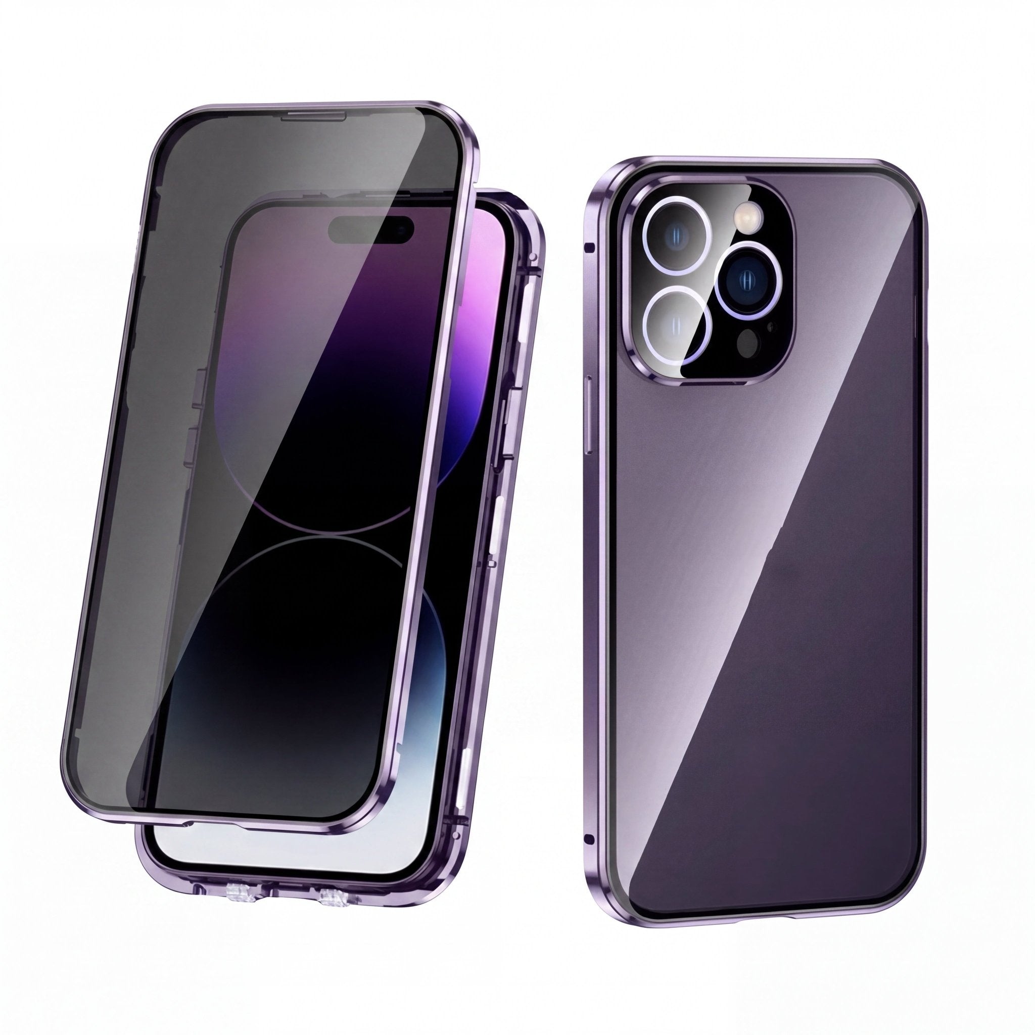 MirrorGuard Magnetic Double-Sided Privacy Glass Case for iPhone 15 - TrendsToLife