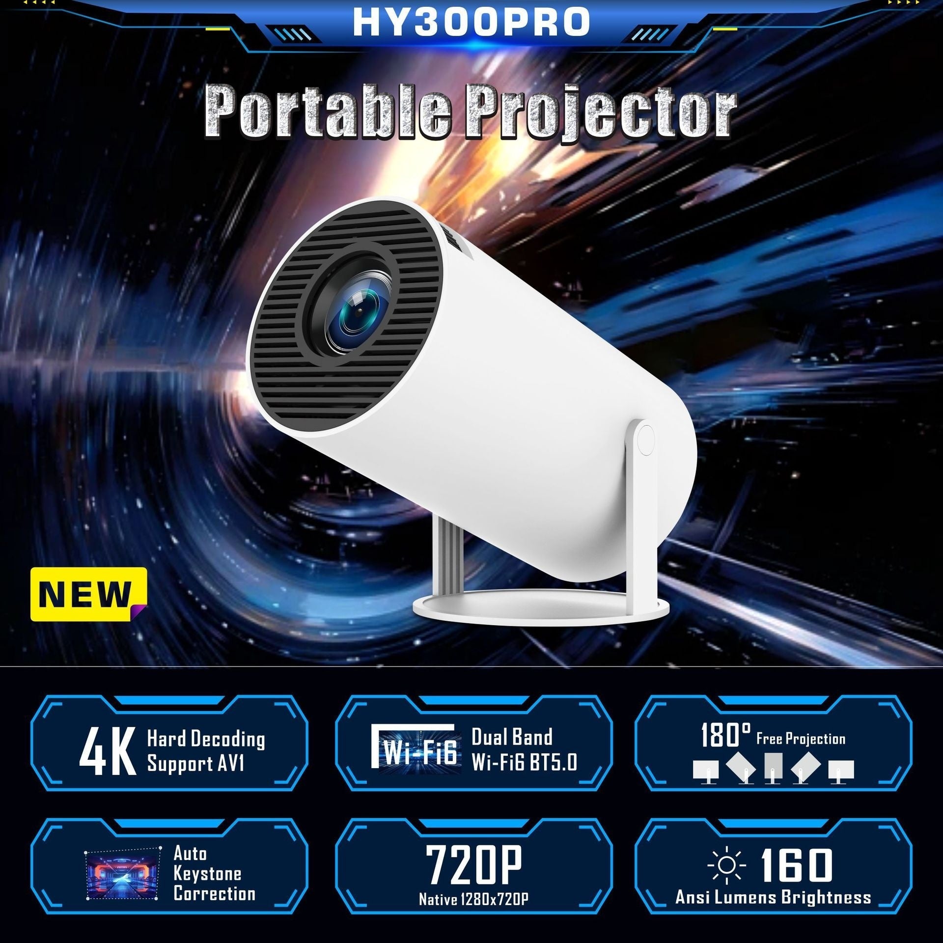 PocketCinema HY300 Pro Smart Mini Projector with Android TV - TrendsToLife