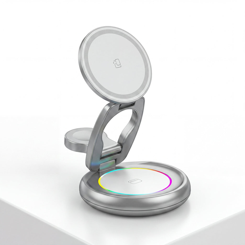 PowerDock Trio Wireless Charger – 3-in-1 Foldable Magnetic 15W - TrendsToLife