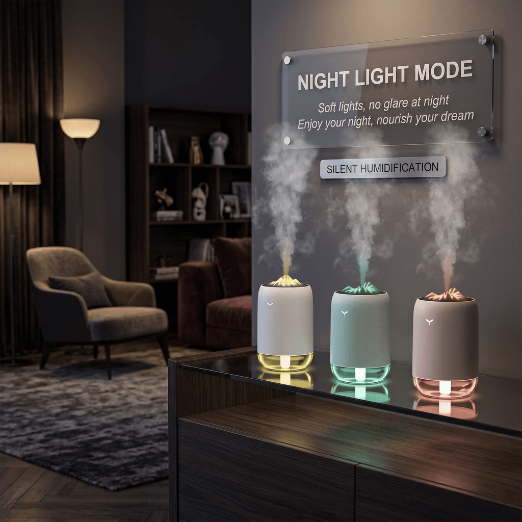 PureMist 260ml USB Air Humidifier with Night Light – Quiet & Compact - TrendsToLife