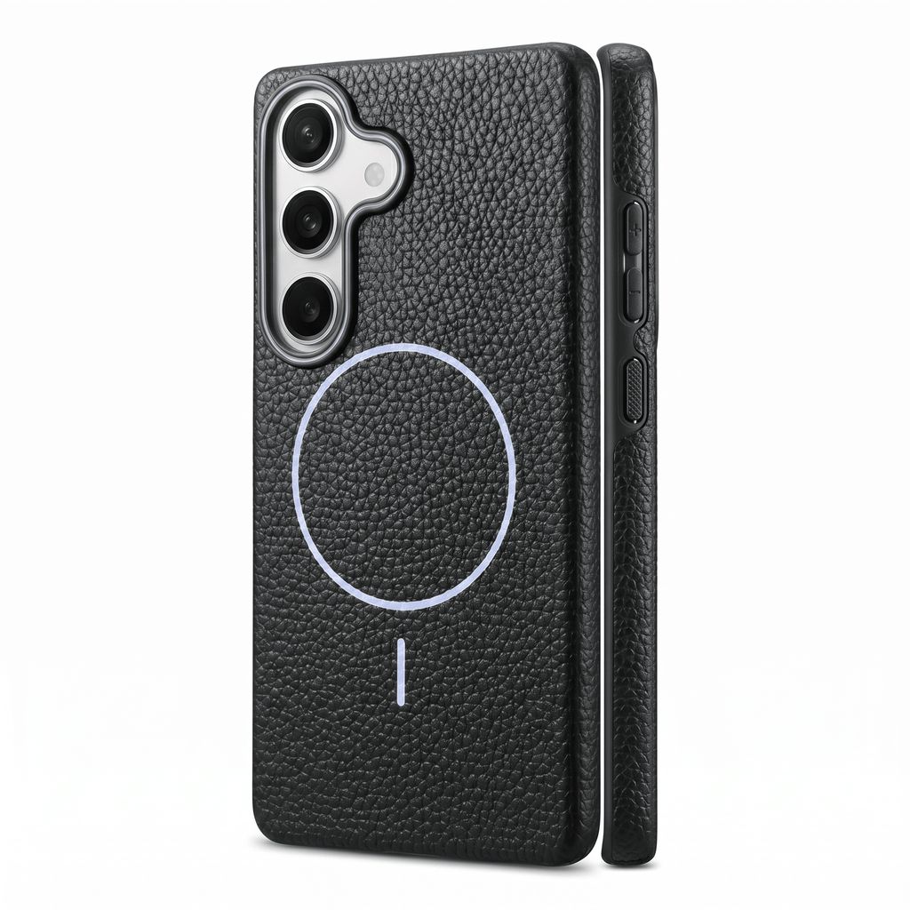 RivaLuxe Litchi Leather Case – Faux Leather Protective Cover – Samsung Galaxy A56 5G - TrendsToLife