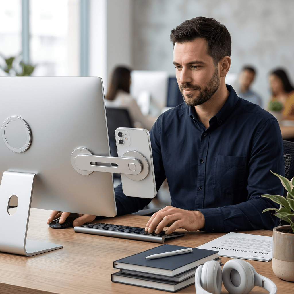 SideGrip Magnetic Laptop Phone Mount – Foldable Monitor Side Holder - TrendsToLife